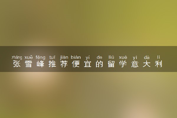 张雪峰推荐便宜的留学意大利 申请途径有哪些