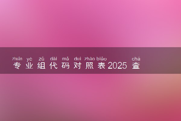 专业组代码对照表2025 查询方法有哪些