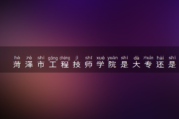 菏泽市工程技师学院是大专还是中专 靠谱吗