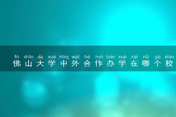 佛山大学中外合作办学在哪个校区 在什么地方