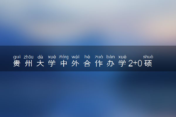 贵州大学中外合作办学2+0硕士（MPM）招生简章
