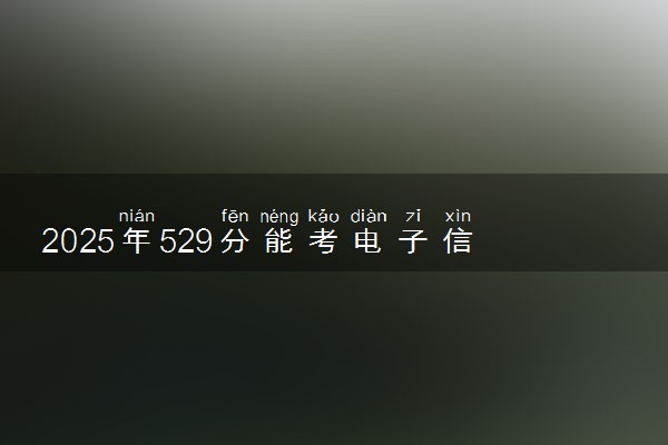 2025年529分能考电子信息工程专业吗 529分电子信息工程专业大学推荐