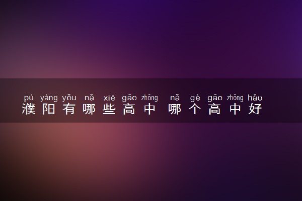 濮阳有哪些高中 哪个高中好