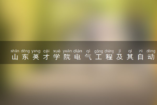 山东英才学院电气工程及其自动化专业怎么样 录取分数线多少