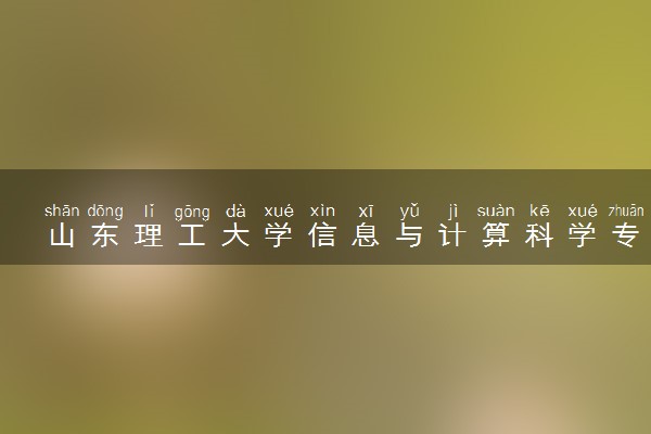 山东理工大学信息与计算科学专业怎么样 录取分数线多少