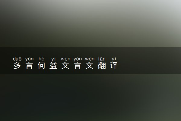 多言何益文言文翻译