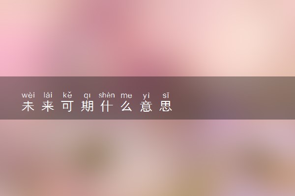 未来可期什么意思