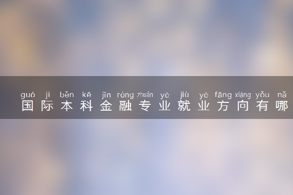 国际本科金融专业就业方向有哪些 好找工作吗