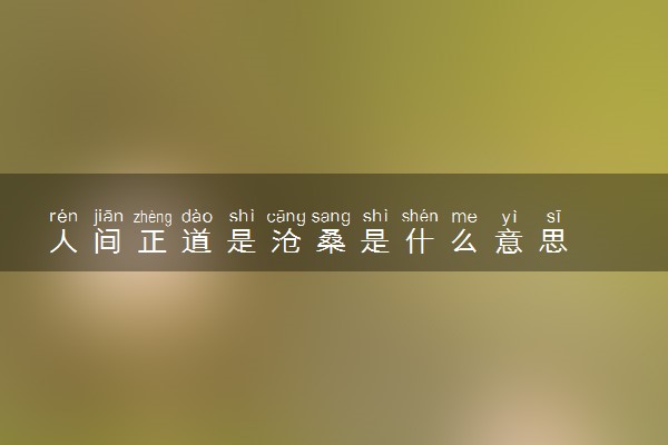 人间正道是沧桑是什么意思