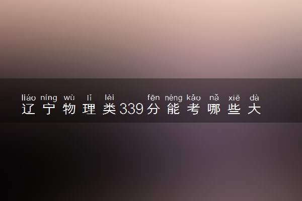 辽宁物理类339分能考哪些大学 2025考生稳上的大学名单