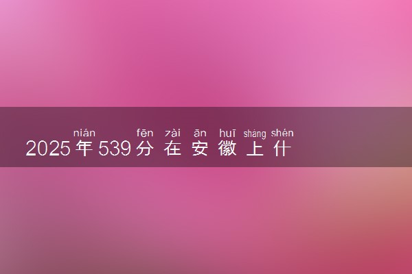 2025年539分在安徽上什么大学好 近三年录取分数线是多少