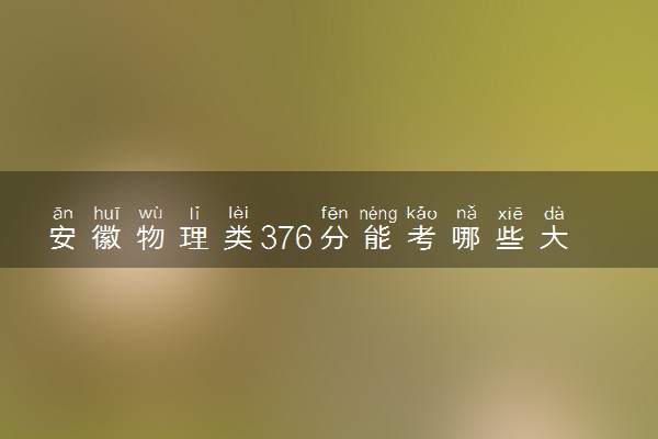 安徽物理类376分能考哪些大学 2025考生稳上的大学名单