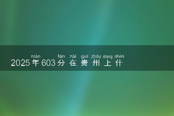 2025年603分在贵州上什么大学好 近三年录取分数线是多少