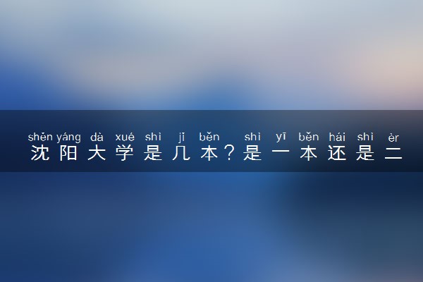 沈阳大学是几本？是一本还是二本大学