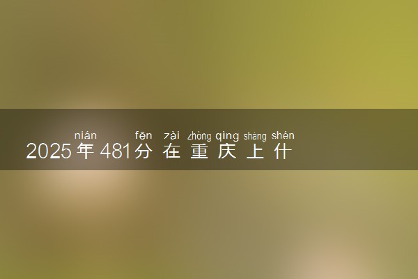 2025年481分在重庆上什么大学好 近三年录取分数线是多少
