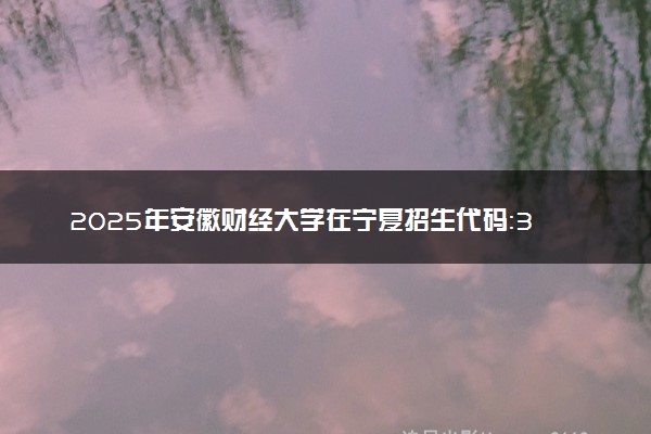 2025年安徽财经大学在宁夏招生代码：3423 专业代码及报考指南
