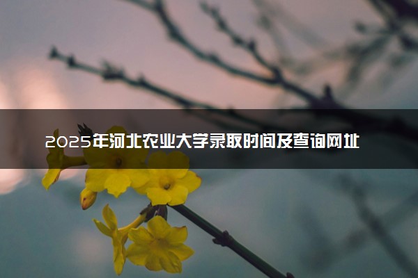2025年河北农业大学录取时间及查询网址入口 录取结果什么时候公布