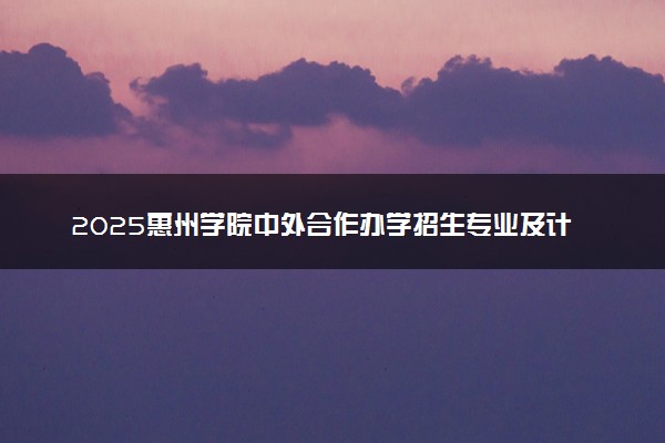 2025惠州学院中外合作办学招生专业及计划 学费多少钱